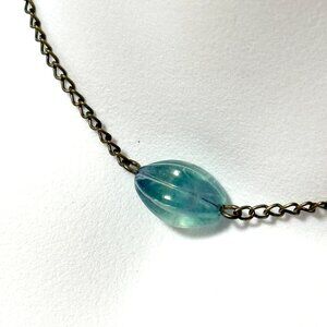 2/$20, Natural Teal Fluorite Short Necklace, Genuine Gemstone & Bronze Chain